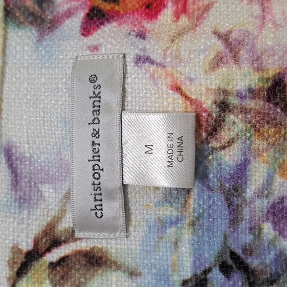 Christopher & Banks Women's Floral Jean Jacket Blazer Size Medium - Picture 4 of 9